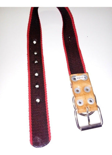 Natural Leather Dog Collar 3x55cm - Black and Red 1