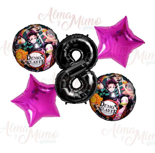 Pack Globos Demons Slayers X 5 ( Con Número De 80 Cm) 0