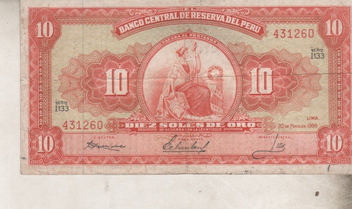 Antiguo Billetes De ** Peru  ** 10 Soles - Año 1966 0