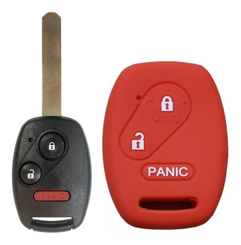 Cubre Volante + Funda Llave Silicona - Honda City Civic Rojo 4