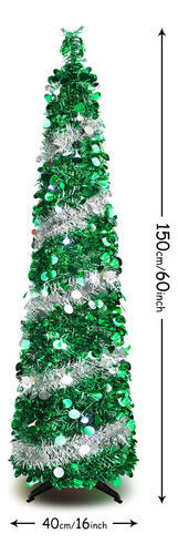 BTU Foldable Christmas Tree with 50 Lights, Pliable Tinsel 1