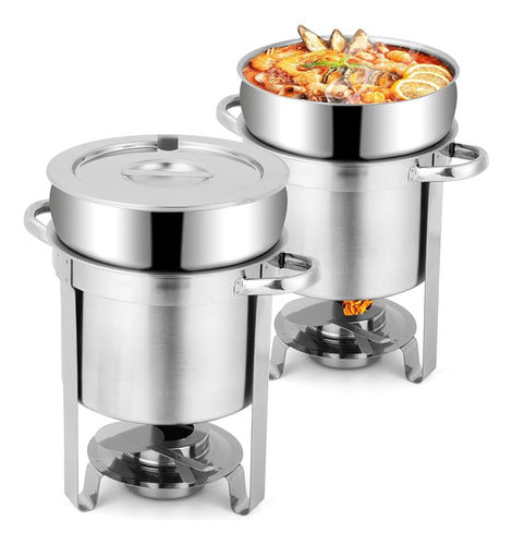 Snowtaros 7QT Soup Chafer, Calentador De Sopa Redondo De Acero Inoxidable 0