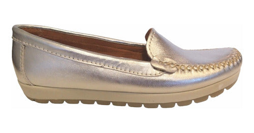 Ac 65 Shoes Silver Leather Moccasin Flats for Women 0