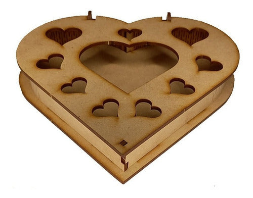 Set of 10 Heart Shaped Laser Cut MDF Bonbon Boxes 0