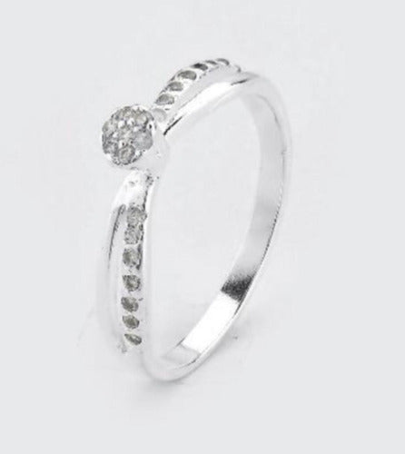 Inspira Joyas Anillo Cintillo De Compromiso En Plata 925 Doble Con Zircon 0