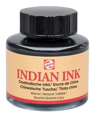 Tinta Talens Indian Ink Black Negra / Tinta China X 30 Ml 2