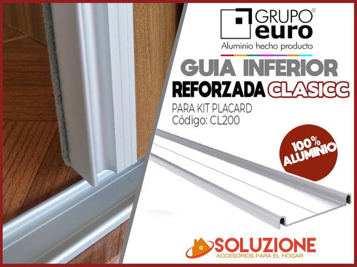 Grupo Euro Guia Inferior Reforzada Para Kit De Placards Aluminio 2 Mts 1