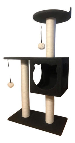 Two-Level Cat Scratching Gym with Gift Pom-Poms 1