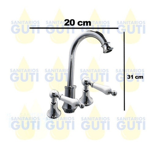 MetalGrif Vintage Retro High Spout Double Control Bathroom Faucet 1