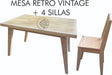 Grupo Bautimo Vintage Pine Dining Table 140x80cm + 4 Reinforced Chairs 0