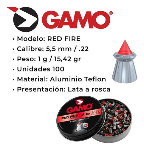 Balin Gamo Red Fire X100 5.5 Mm Caza Penetración Punta Swat 1