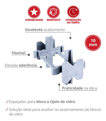 10 Uni Espaçador Para Bloco De Vidro 10mm Durín 1