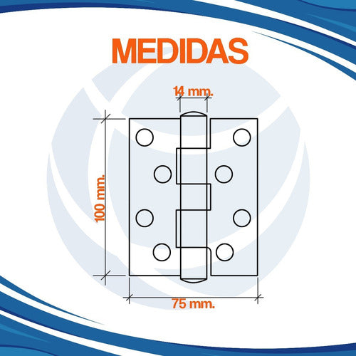 Bisagra Munición Libro 100x75 Mm Acero Inoxidable Puerta Par 3