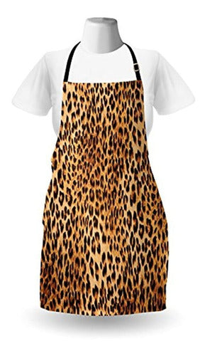 Lunarable Animal Print Apron - Lovable Wild Animal Leopard Skin Pattern 1