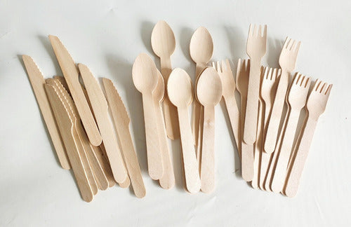 45 Bamboo Cutlery Set - Forks, Knives, and Spoons 0