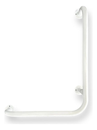 Iron Grab Bar L Shape Fixed White Three Points Bathroom Security 50x60 10