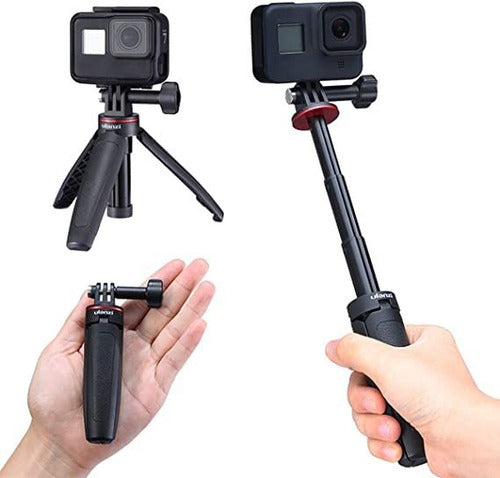 Ulanzi Extendable Selfie Stick and Tripod for Gopro - Black 0