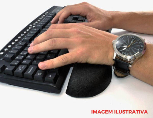 Apoio Pulso Ergonômico Preto Para Teclado Espuma Macio 2