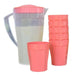Plastic Pitcher with 6 Faceted Glasses Colorful Design 1