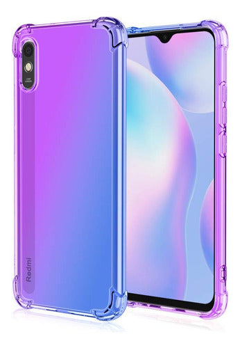 Funda Para Redmi 9a Tpu Flexible Gradiente Violeta / Azul 0