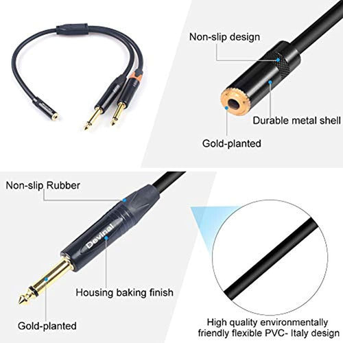 Cable Divisor Devinal De 3,5 Mm A Doble 1/4 Y, Adaptador Mac 1