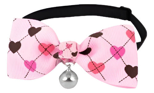 Heart Pattern Bell Detail Pet Dog Cat Plastic Bow Tie 0