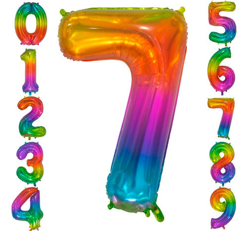 Generic 40cm 16 Inch Rainbow Metallic Number Balloon 7