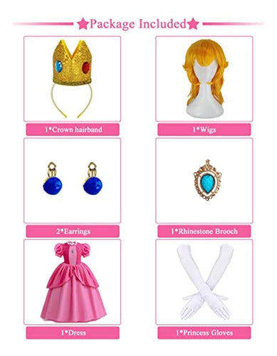 Enccfoeo Princess Peach Costume for Girls 1