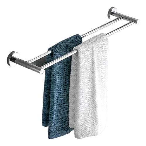 Will Double Bathroom Towel Rack Metal Chrome Stainless Steel 0