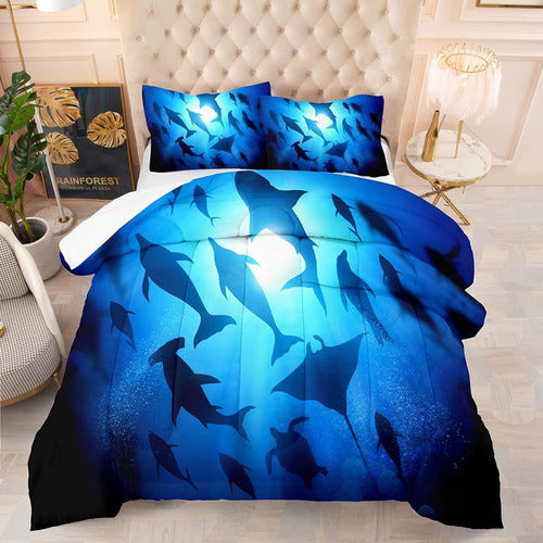 Ninenine Shark Ropa De Cama De Tamaño Completo Para Niños Ad 0