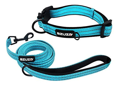 Azuza - Durable Padded Leash and Collar with Reflective Strip 0