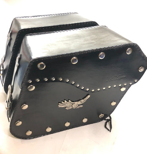 Premium Leather Saddlebags with Metal Details - 20 L 0