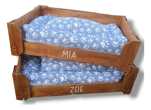 Palletizarte Medium Dog Bed with Wooden Frame and Reversible Mattress 0