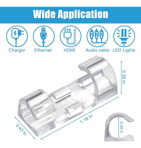 Clips De Cable Adhesivos De 40 Piezas Transparentes - Soport 3