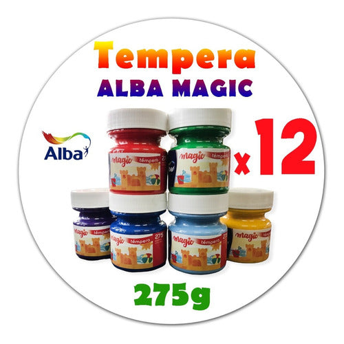 12 Temperas Alba Magic Pote De 275 Gms Colores A Elección 0