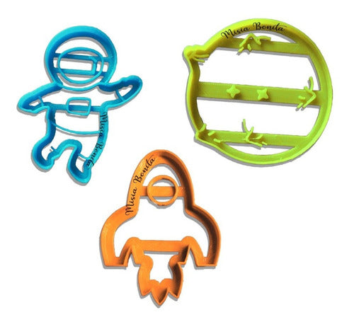 Misia Bonita Espaciales X3 - Rocket, Astronaut, Planet - Cookie Dough Cutters for Galaxy Space NASA 0