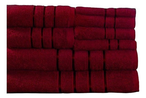 Lavish Home Luxurious 8-Piece 100% Cotton Plush Bath Towel Set in Burgundy 0