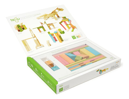 Tegu Magnetic Wooden Block Set 24 Pieces, Tints 2