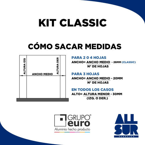 Kit Puerta 2.6mts Frente Placard Corredizo Aluminio Classic 4