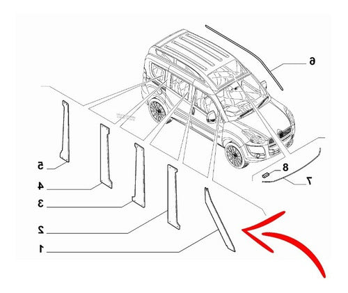 Revestimiento Parante Puerta Delantera Der Doblo 1.4 Fiat Or 1