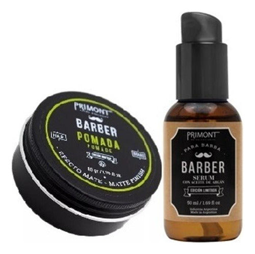 Kit Cuidado Barber Pomada Mas Serum Primont Y Navajin C/filo 2