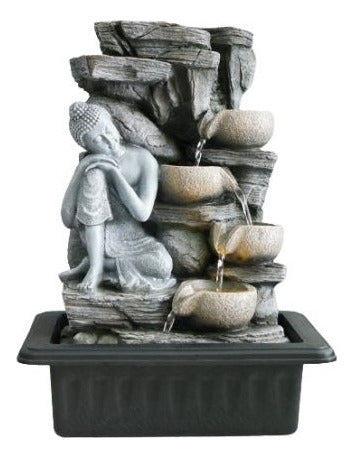 Mister Market Water Fountain Large Buddha on Stone with 4 Bowls 40cm TM CT 1