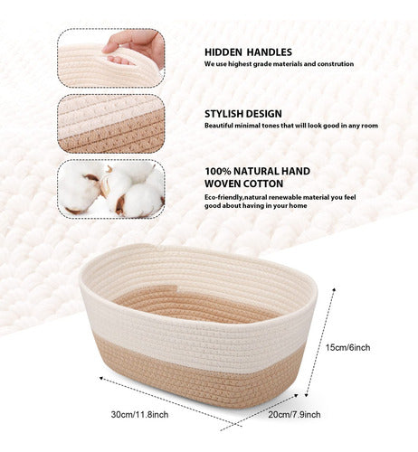 6 Cestas Tejidas De Cuerda De Algodon Para Almacenamiento, C 1