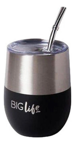 Big Life Stainless Steel Mate with Acrylic Lid and Straw 350cc 3 in 1 0