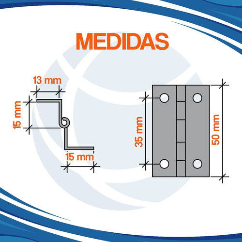 Cima Bisagra Pestaña N°3 Puerta Muebles Zincado Azul - X100 Uni 1