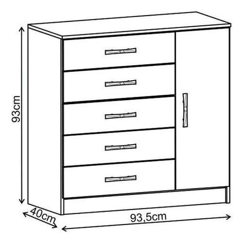 Tiendamax Comfortable 5 Drawer and 1 Door Chest of Drawers with Free Assembly 1