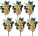 Dr.Dudu Elegant Faux Evergreen Sprigs - Gold & Silver Flower Ornaments (6 Pcs) 0