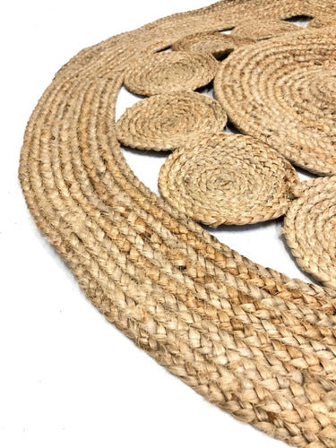 Round Handwoven Jute Rug with Circles 150cm 2