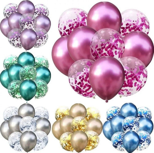 Juanalalo Set of 10 Pearlized Confetti Balloons in Various Colors 0