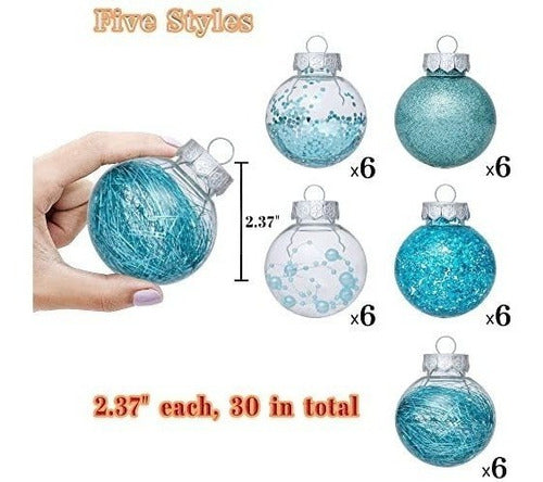 LessMo Blue Christmas Ball Ornaments - 6cm X 30u 2